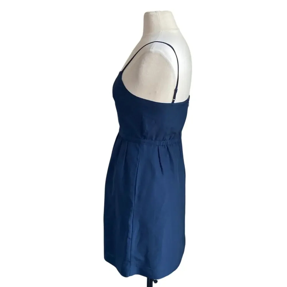 J. CREW Slip Dress Womens Sz 4 Navy Blue Spaghetti Strap Knee Length - Picture 4 of 6